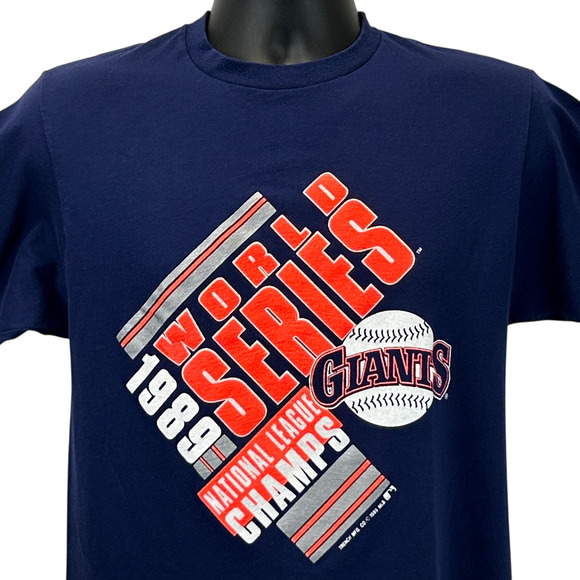 Vintage San Francisco SF Giants 1989 World Series T Shirt Mens S Small Blue 80s - Picture 1 of 6